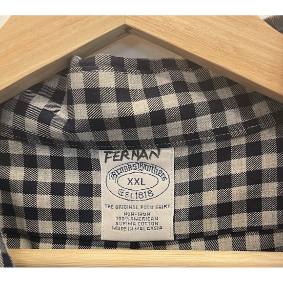 Brooks Brothers Checked Navy Gray Cotton Button Up‎ Shirt Mens XXL - Picture 2 of 5